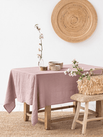 Vintage Pink Linen Tablecloth