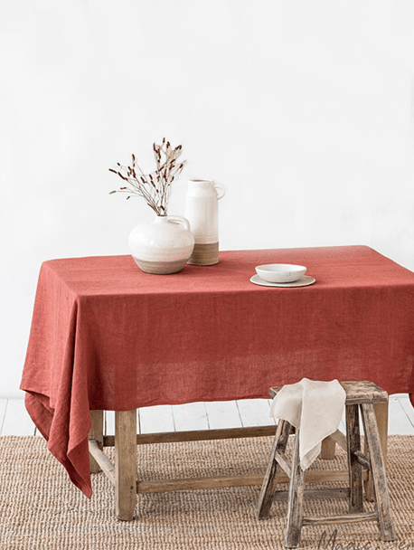 Rich Red Linen Tablecloth