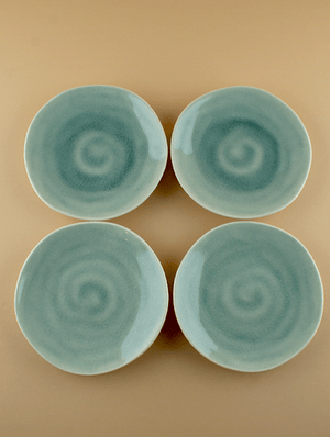 Small Teal Plates (Set of Four)