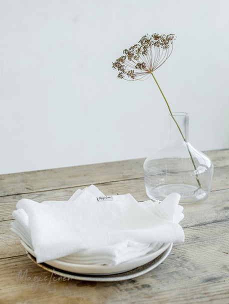 White Linen Napkins - Set of Two