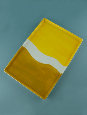 Yellow Wave Serving Plate