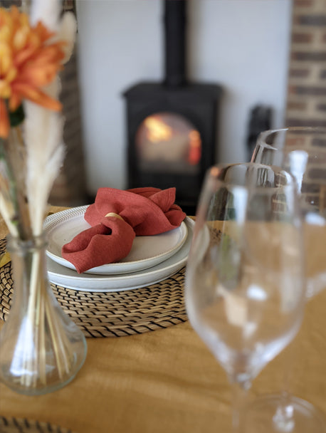 Rich Red Linen Napkins - Set of Two