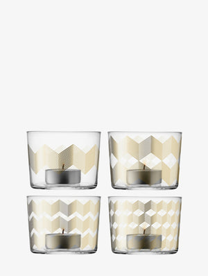 LSA International Gold Chevron Tea Light Holders - Set of Four