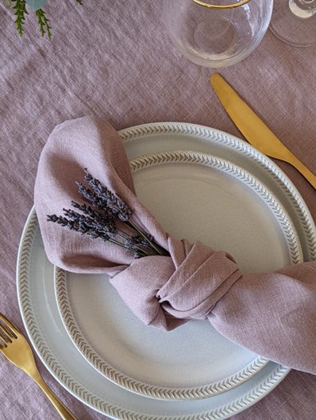 Vintage Pink Linen Tablecloth