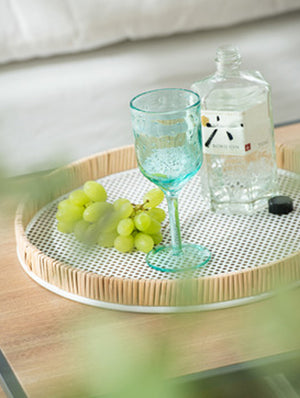 White Rattan Tray Set