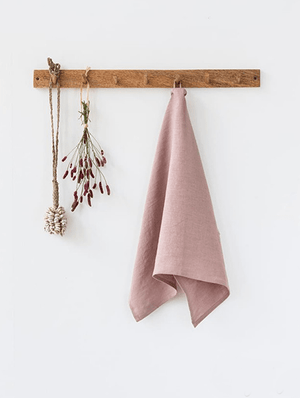 Vintage Pink Linen Tea Towel