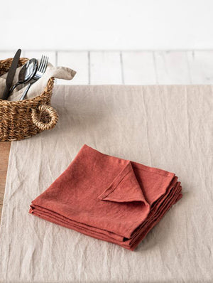 Rich Red Linen Napkins - Set of Two