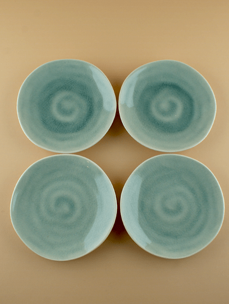 Small Teal Plates (Set of Four)